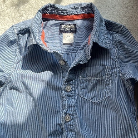 Little Trendsetter: Baby Boy OshKosh Onesie & Short Sleeve Purple Stripe Top 24M - Picture 3 of 6